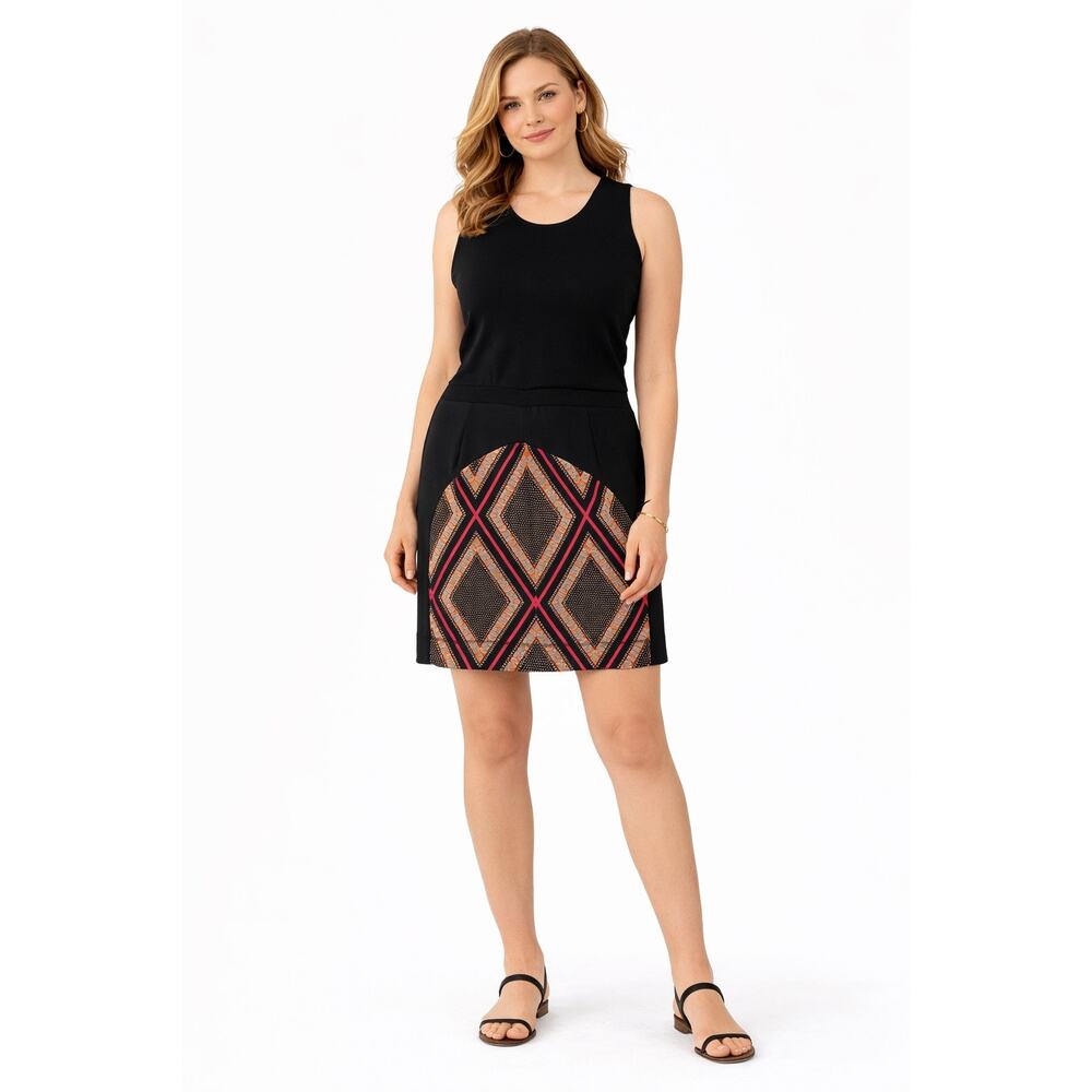Maria Cher Geometric Mini Skirt Boho Pull On Stretch Summer Womens 1 US Small?